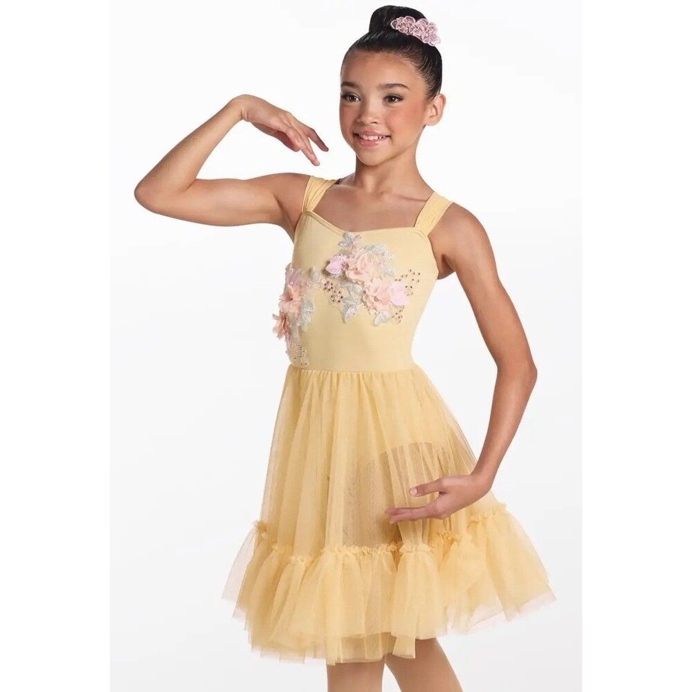 Weissman dance costume yellow Lyrical floral Too Sweet 18934 IC